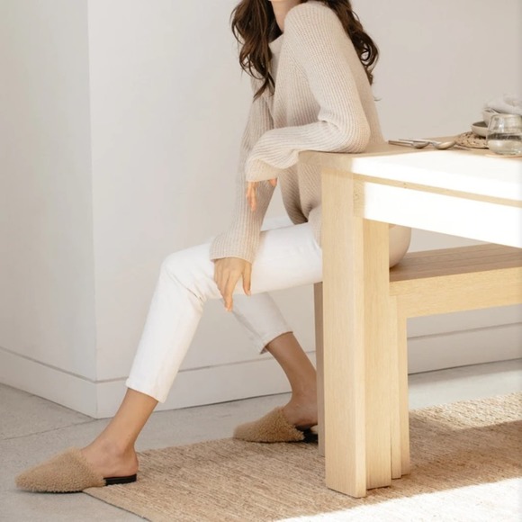 New Jenni Kayne Shearling Mule Slides in Natural Size 37 - Picture 2 of 12